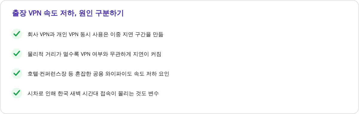 출장 VPN 속도 저하, 원인 구분하기