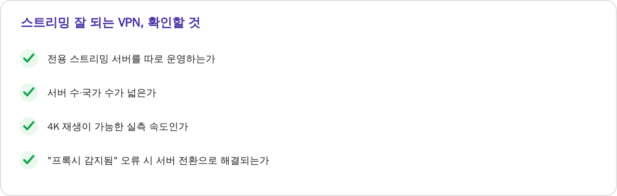 스트리밍 잘 되는 VPN, 확인할 것