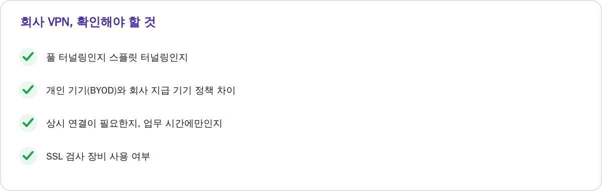 회사 VPN, 확인해야 할 것