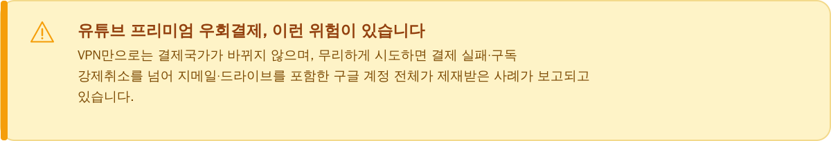 유튜브 프리미엄 해외결제, 사실과 위험