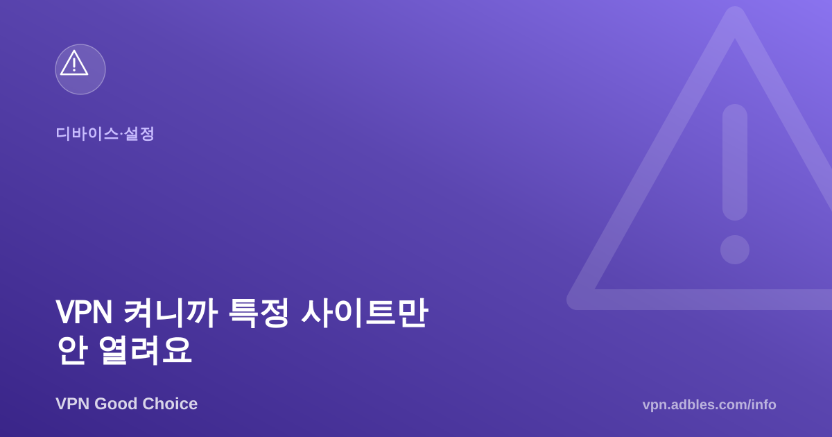 VPN 켜니까 특정 사이트(쇼핑몰·은행)만 안 열려요